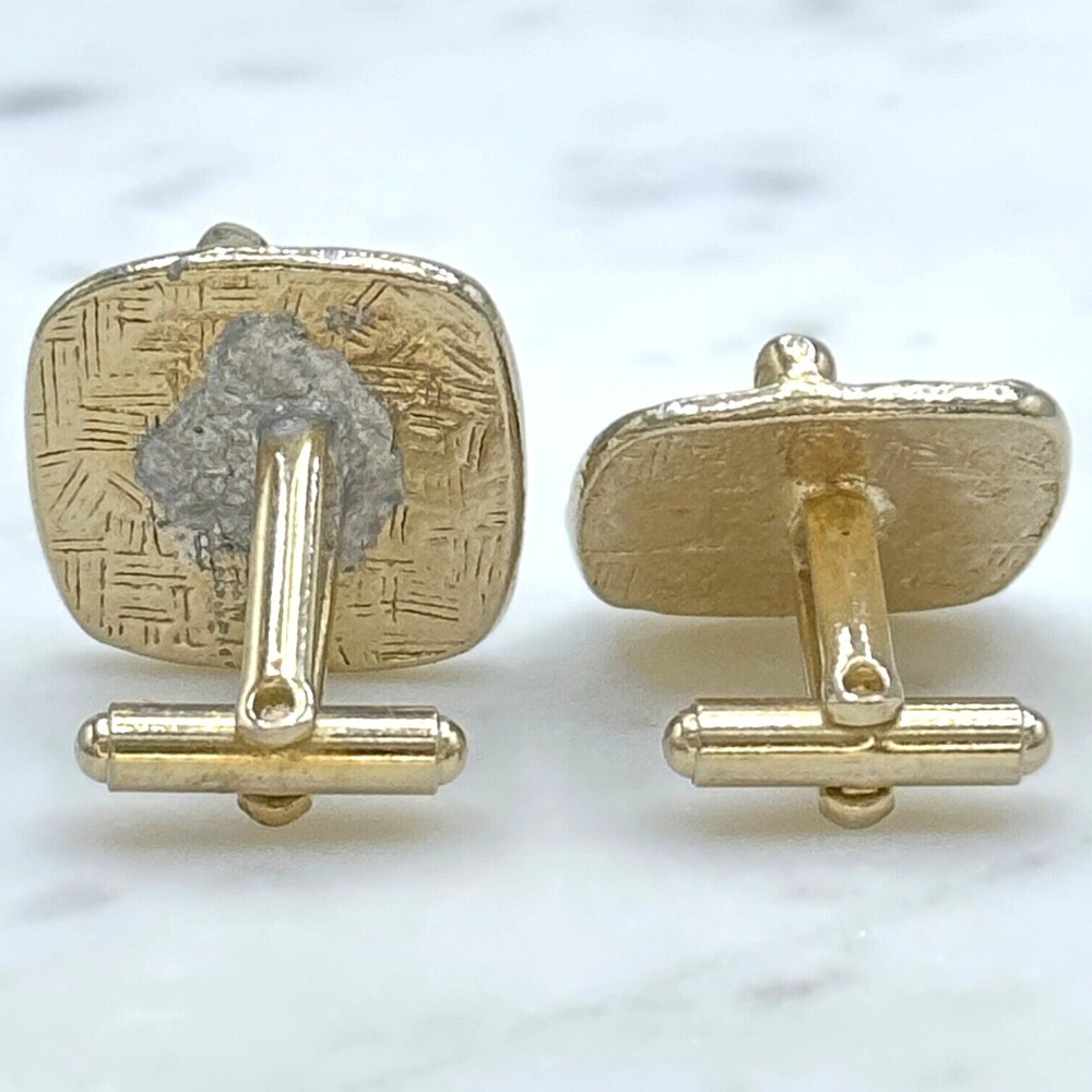 Mens Vintage Bowling Bowler Black & Gold Tone Bullet Back Cufflinks (read) - Picture 4 of 5
